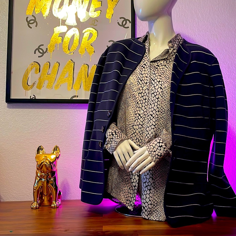 Vintage Armani Collezioni Striped Blazer Jacket Quiet Luxury Minimalist Career